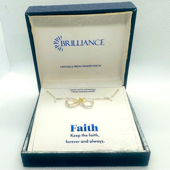 NEW Swarovski Crystal Faith Infinity Cross 18” Necklace Gift Idea Demure Silver - Picture 1 of 4